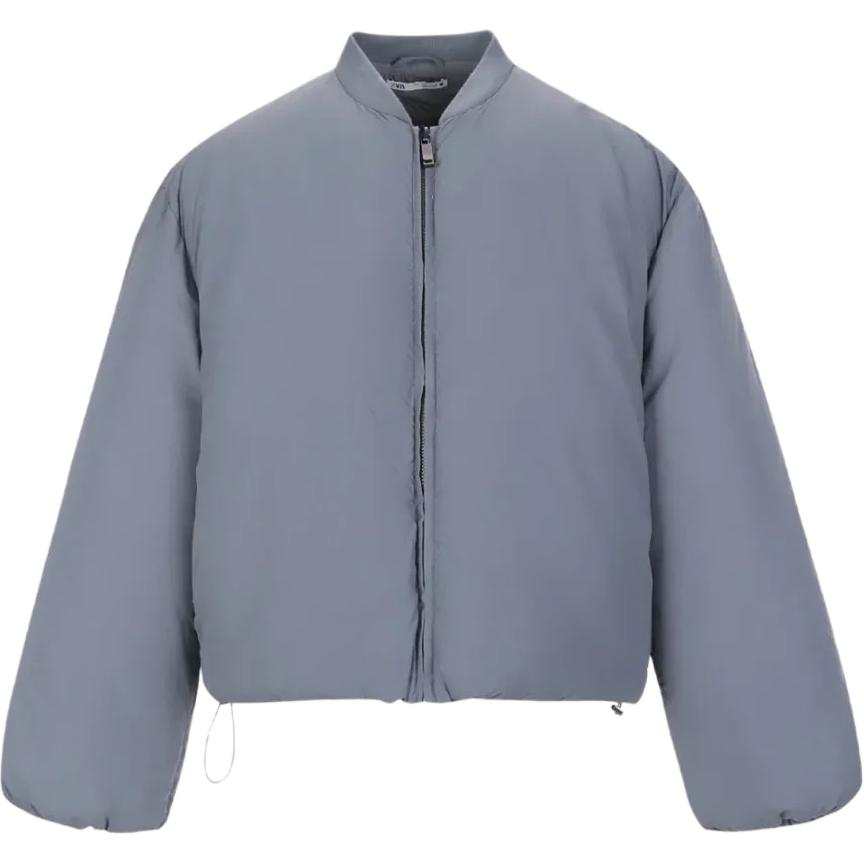 ZARA Puffer Jackets Men's Gray Blue Baseball Collar Thickened Puffer Jacket