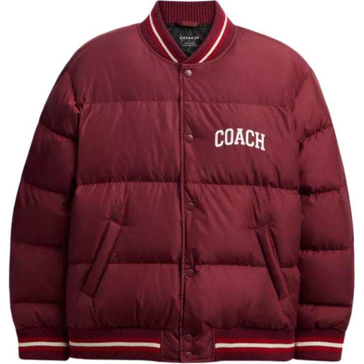 COACH COACH Down Jackets Men's Burgundy Stand Collar Moderate