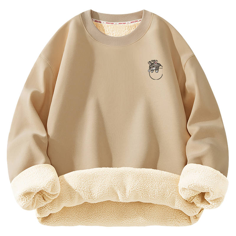 Tonlion Sweatshirts Unisex Crew Neck Thickened Regular