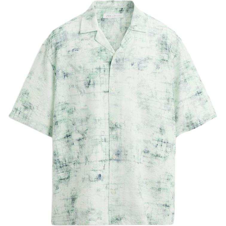 ZARA Shirts Men's Green Lapel Moderate