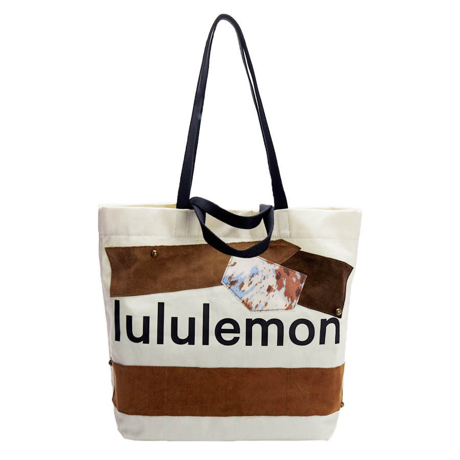Lululemon Canvas Bubble Jellyfish, Sand Dune Denim One Shoulder Handbag Regular Unisex White & Black
