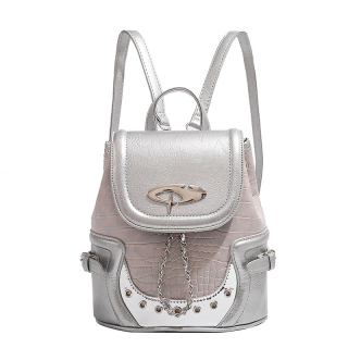 DCLOUD Pu Backpack Small Women's Silver/Black