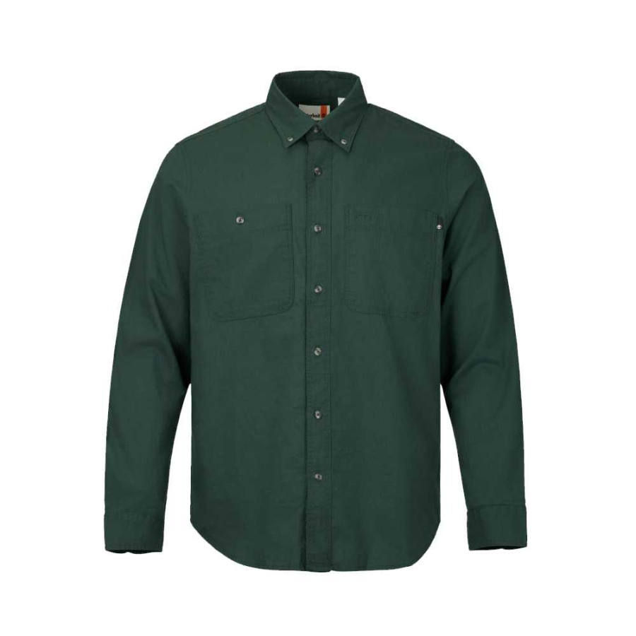 Timberland Shirts Men's Green Lapel Moderate