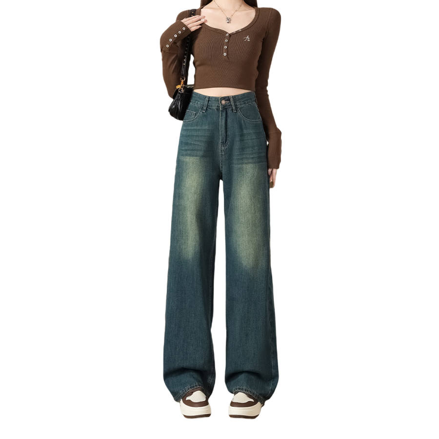 BALENO Jeans Women's Nostalgic Blue Moderate Wide Leg Pants