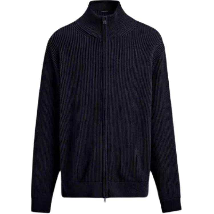 ZARA Knitwear Men's Sea Blue Stand Collar Moderate Cardigan