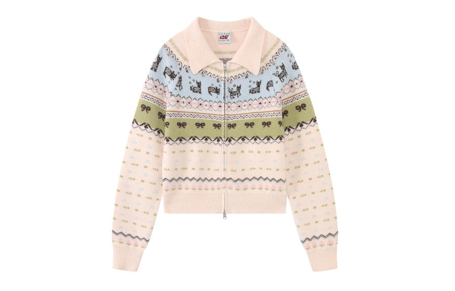 F426 Knitwear Women's Crew Neck Moderate Cardigan
