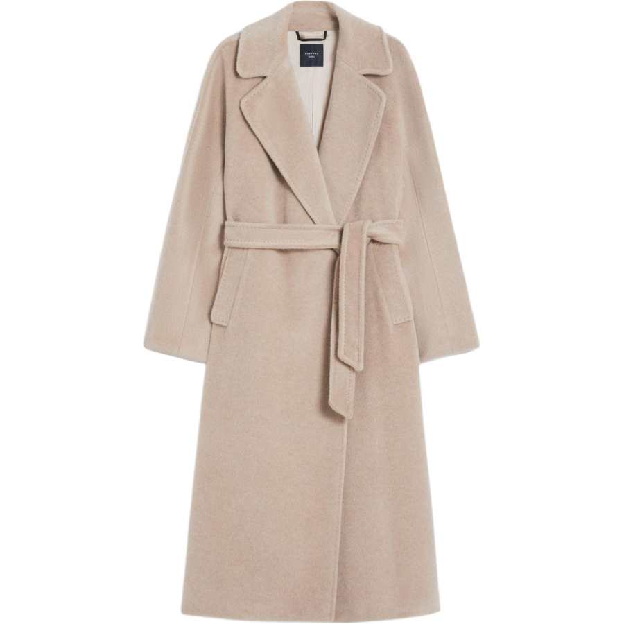 WEEKEND MaxMara Coats Women's Dove Gray Lapel Moderate Straight Fit