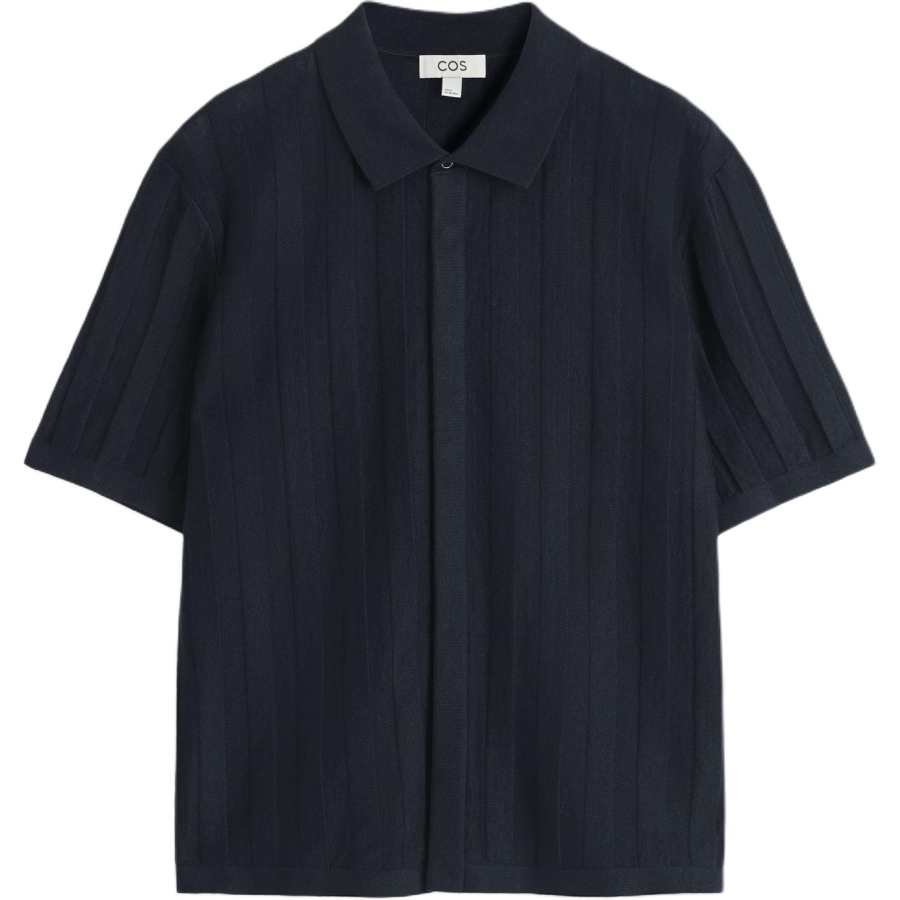 COS Knitwear Men's Navy Blue Polo Collar Moderate Other
