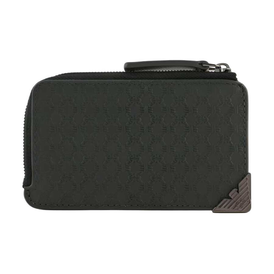 EMPORIO ARMANI Cow Leather Card Holder Men's Dark Green