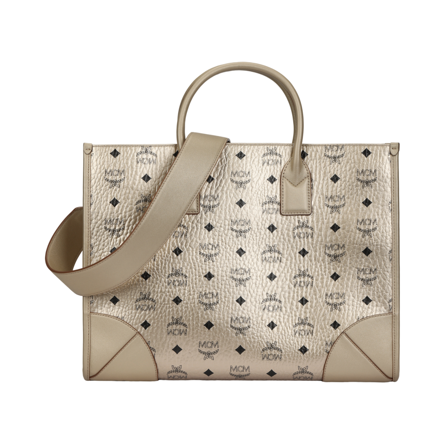 MCM Leather Crossbody Handbag Large Women's Gold