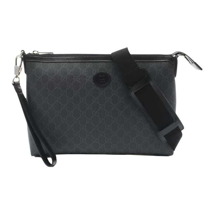 GUCCI GG Supreme Coated Canvas Crossbody Bag, Shoulder Bag Men's Black