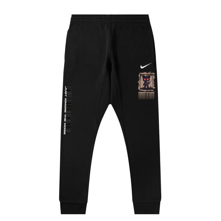 Nike Nike Faux Linen Masks Bear Fleece Lined Solid Color Logo Casual Elastic Cuff Pants Knitted Sweatpants Unisex Black