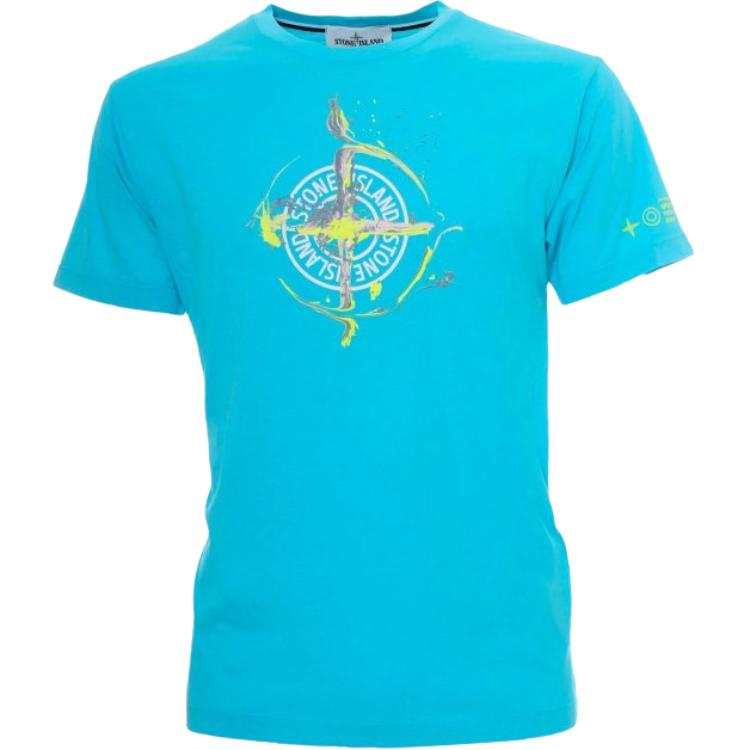 STONE ISLAND T Shirts Men's Turquoise Crew Neck