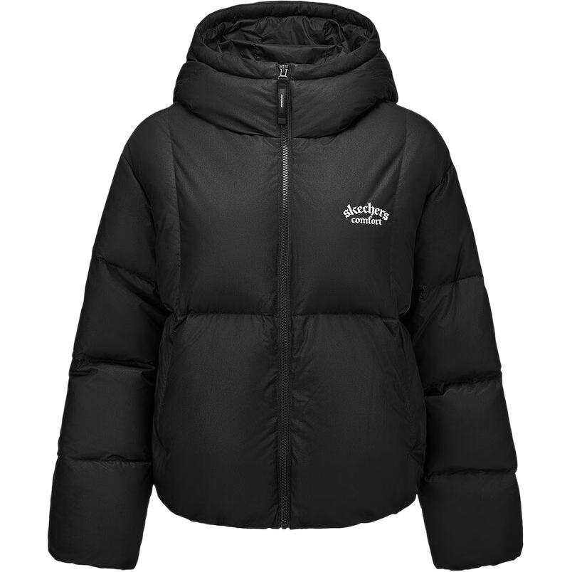 Skechers Down Jackets Women's Carbon Black/0018 Hooded Moderate