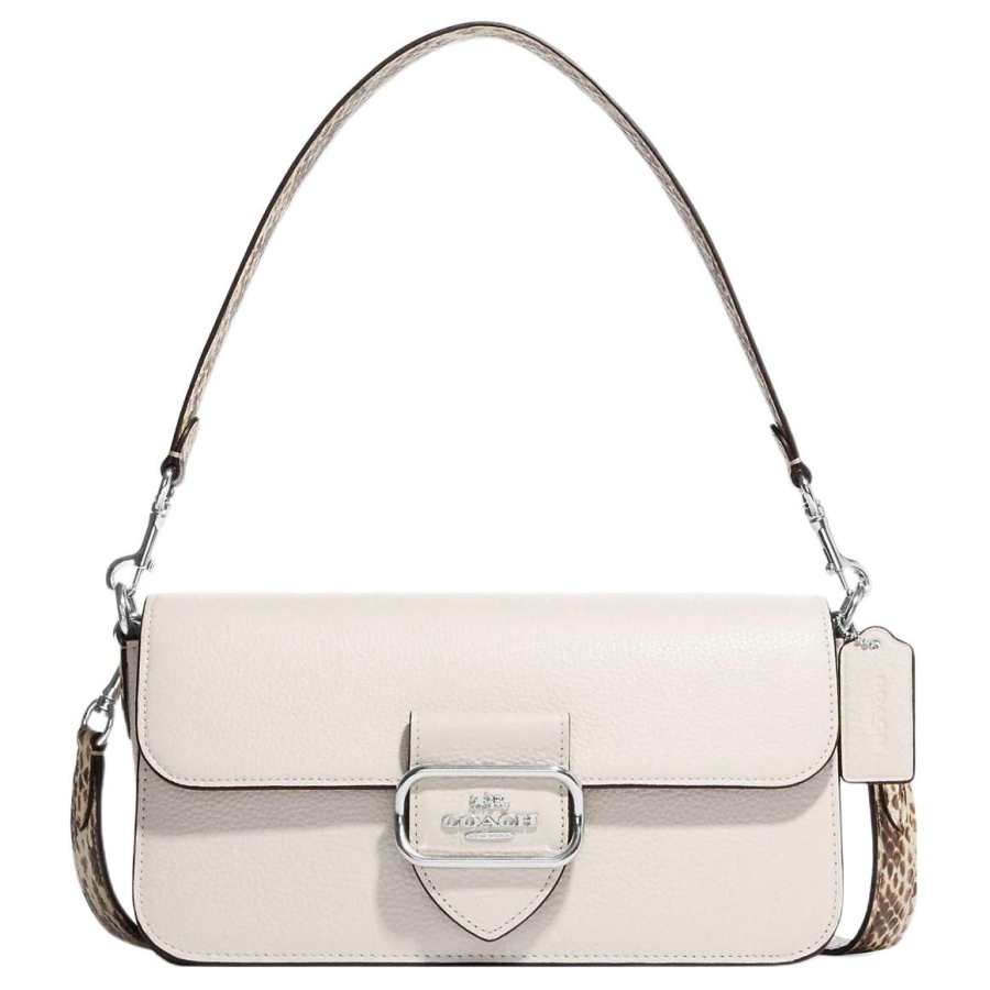COACH Morgan Pebbled Leather With Snakeskin Print Embossed Leather Portable Crossbody Bag, Shoulder Bag Large Women's
