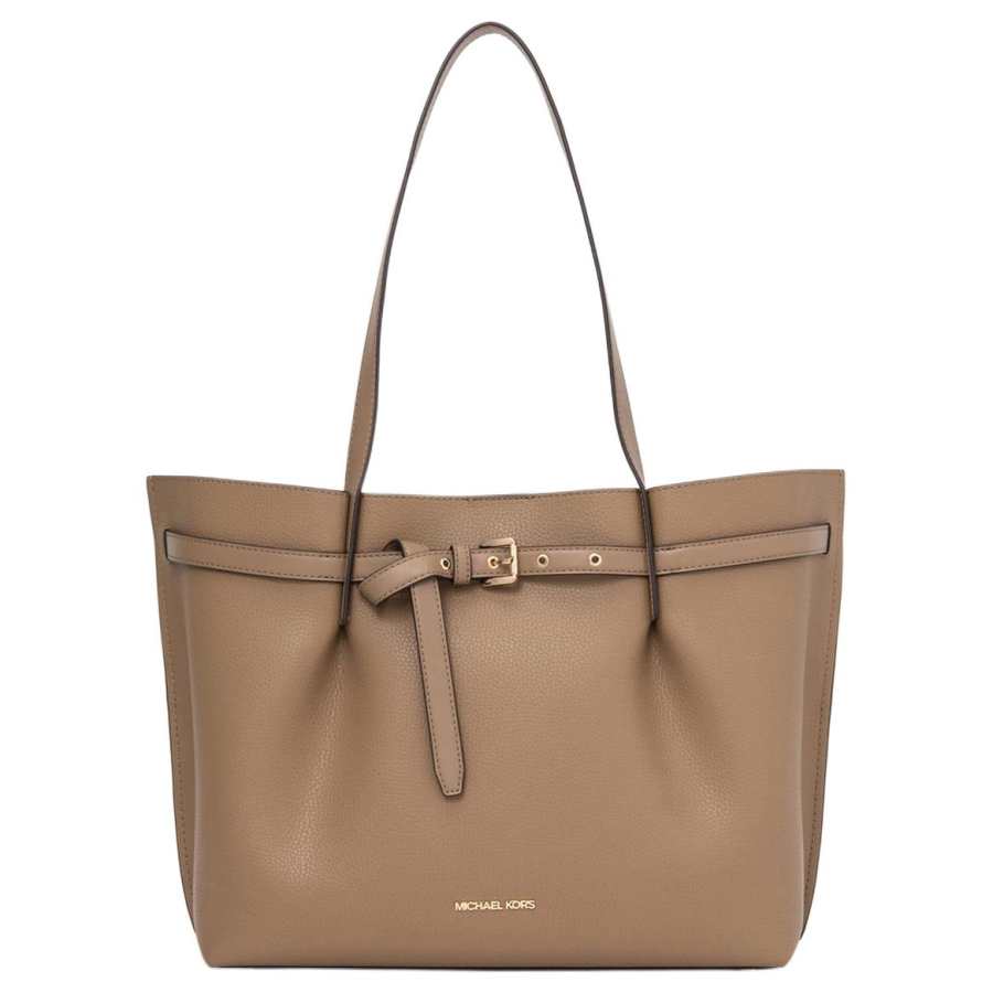 MICHAEL KORS Emilia Cow Leather Shoulder Bag Large Women's Light Khaki