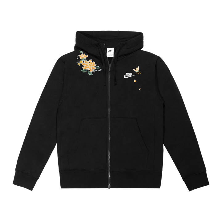 Nike Nike Extraordinary Golden Thread Embroidery Patchwork Hooded Zippers Fleece Lined Sweatshirt Unisex