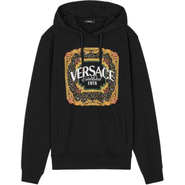 VERSACE VERSACE Sweatshirts Men's Black Hooded Moderate Regular