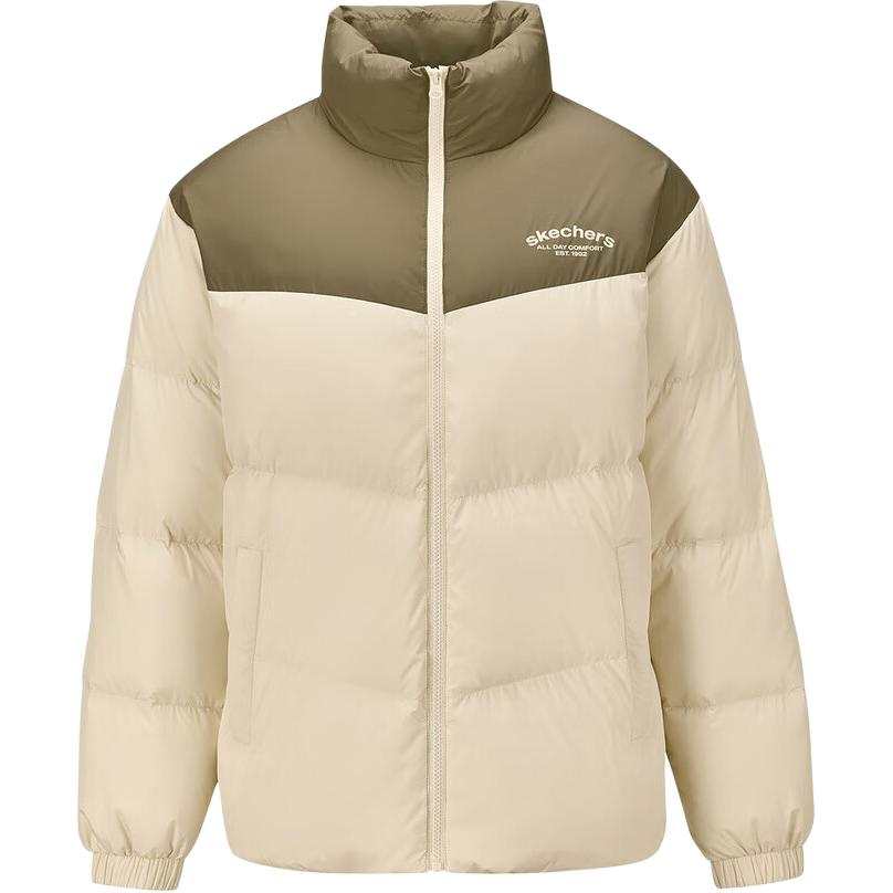 Skechers Down Jackets Unisex Ivory White/001J Stand Collar Moderate