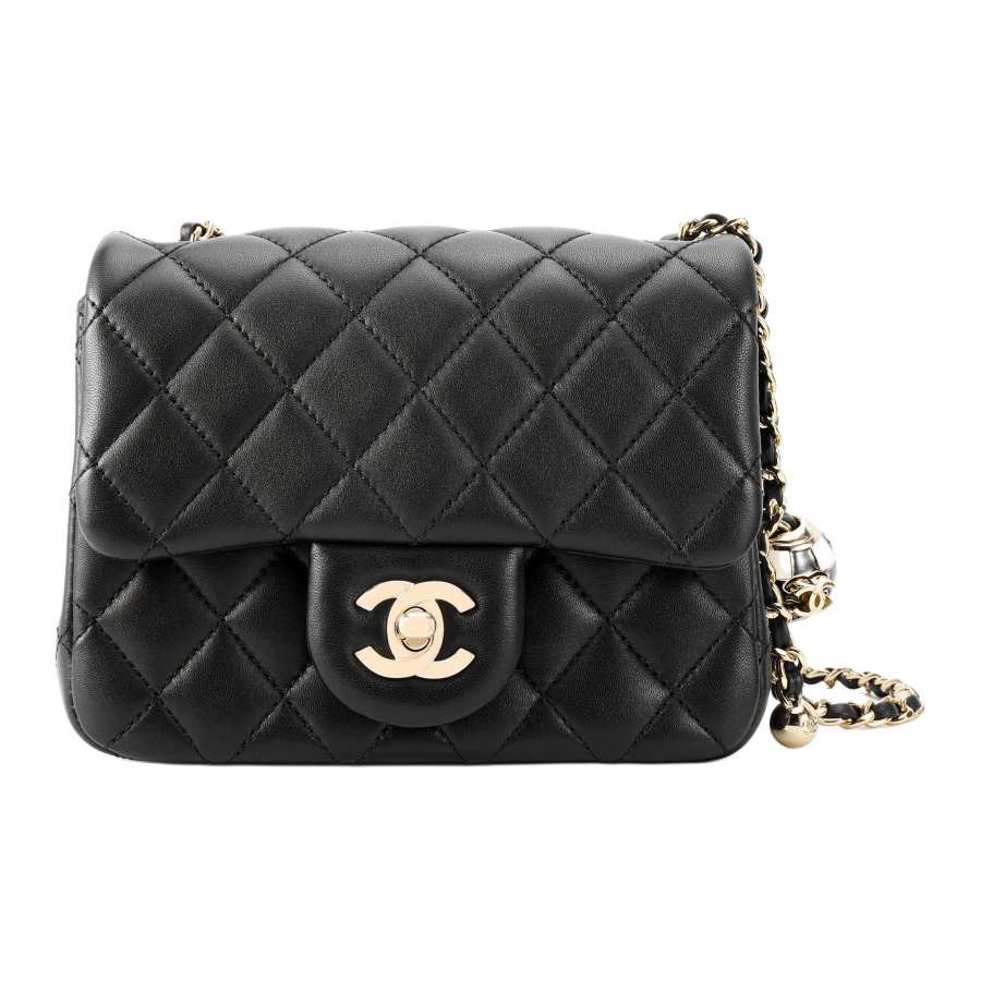 CHANEL Lambskin Flap Bag, Crossbody Bag, Shoulder Bag Women's Black