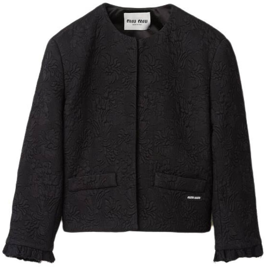 MIU MIU Miu Miu floral-matelessé cropped jacket