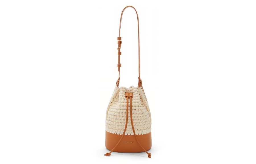 CHARLES&KEITH Woven Combo Bag, Bucket Bag, Shoulder Bag Women's Brandy/Olive Green
