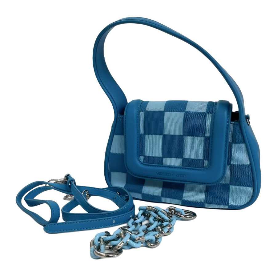 CHARLES&KEITH Fabric Shoulder Bag, Crossbody Bag, Handbag Women's Blue & Light Blue