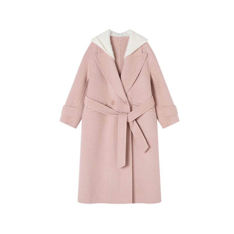 XIANGYING Coats Women's Pink Hooded Moderate Straight Fit