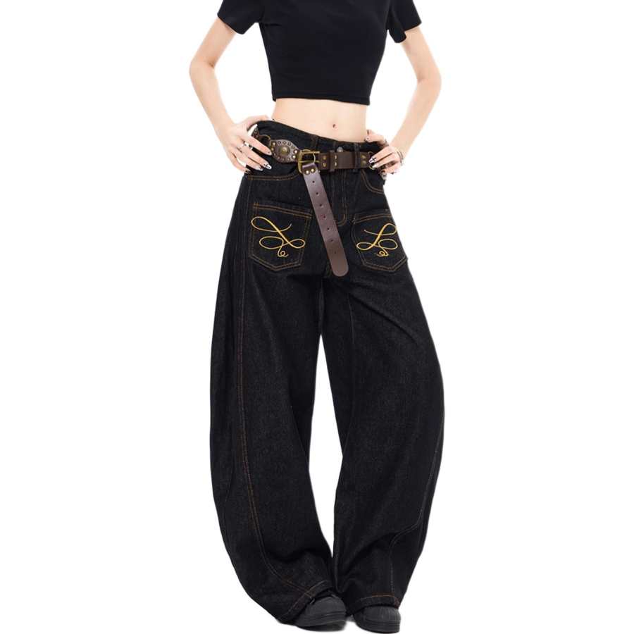 NEVER RULE NEVER RULE Jeans Unisex Black Moderate Wide Leg Pants