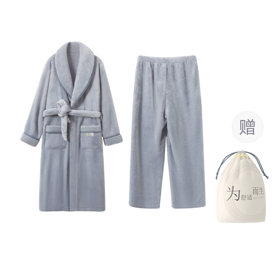 HONGDOUJUJIA Red Beans At Home Sleep Robe Men's