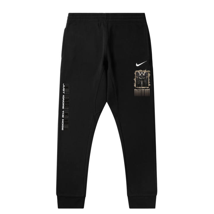 Nike Nike Fleece Lined Faux Linen Battle Angel II Solid Color Logo Casual Elastic Cuff Pants Knitted Sweatpants Unisex Black