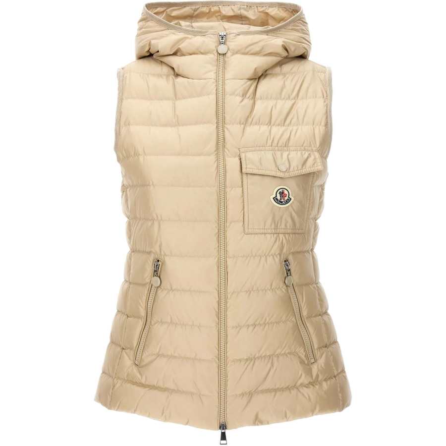 Moncler Glygos Vests Women's Beige Hooded Non Detachable Moderate Other