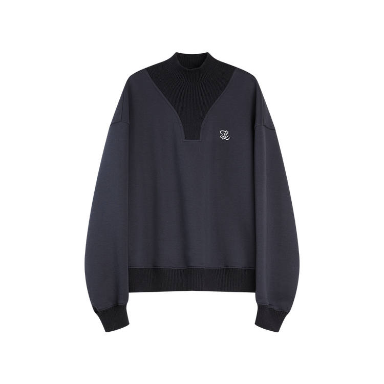 ELLE Sweatshirts Women's Navy Blue Stand Collar Moderate