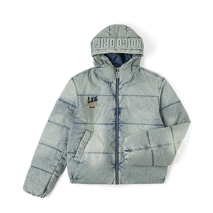 Lee Lee Down Jackets Men's Light Blue Hooded Moderate Puffer Jacket