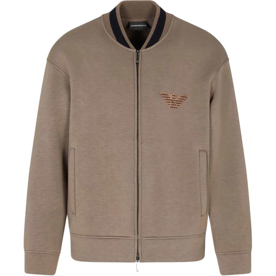 Emporio Armani Eagle Patch Double-Jersey Zip-Up Sweatshirt