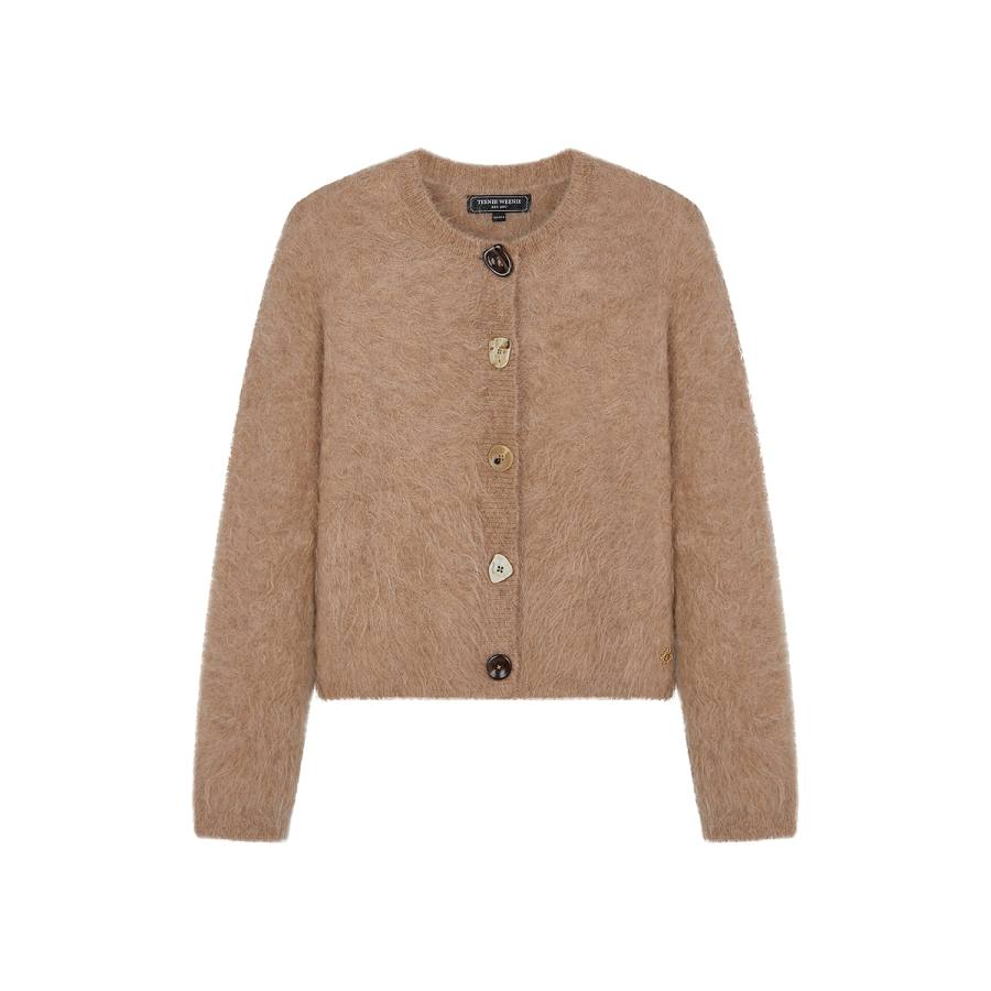 Teenie Weenie Knitwear Women's Khaki Crew Neck Moderate Cardigan