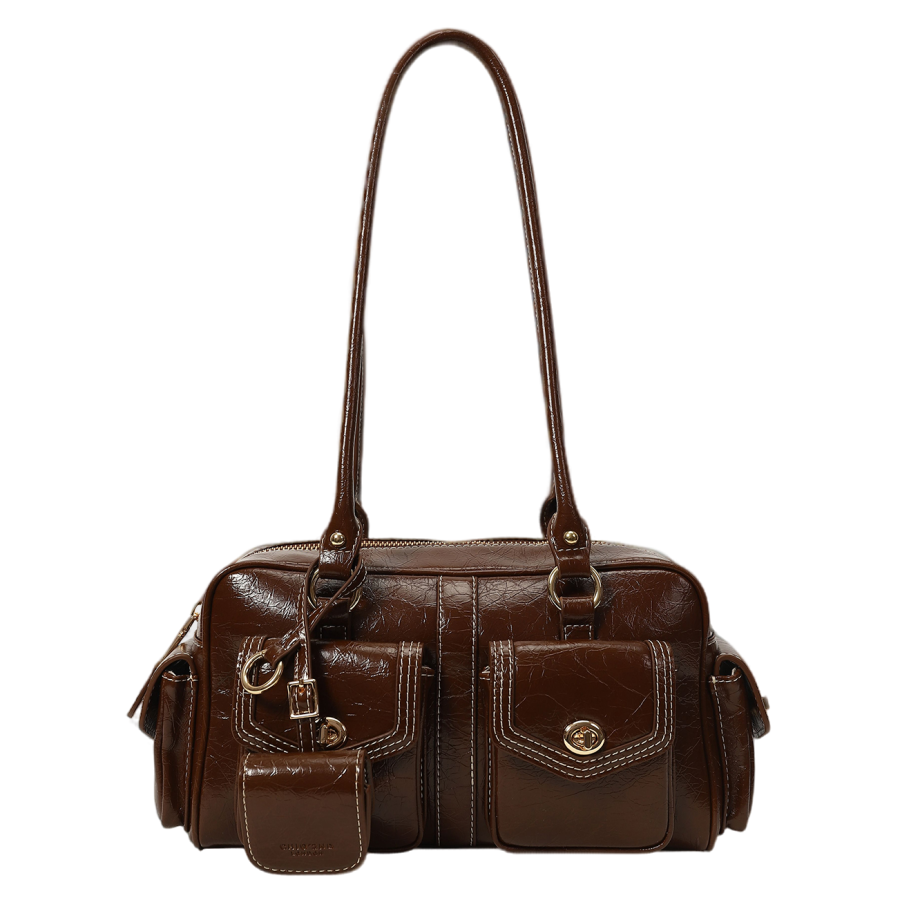 PAYOT PAYOT Synthetic Leather Gilded Impression Shoulder Bag Regular Women's Brown/Black
