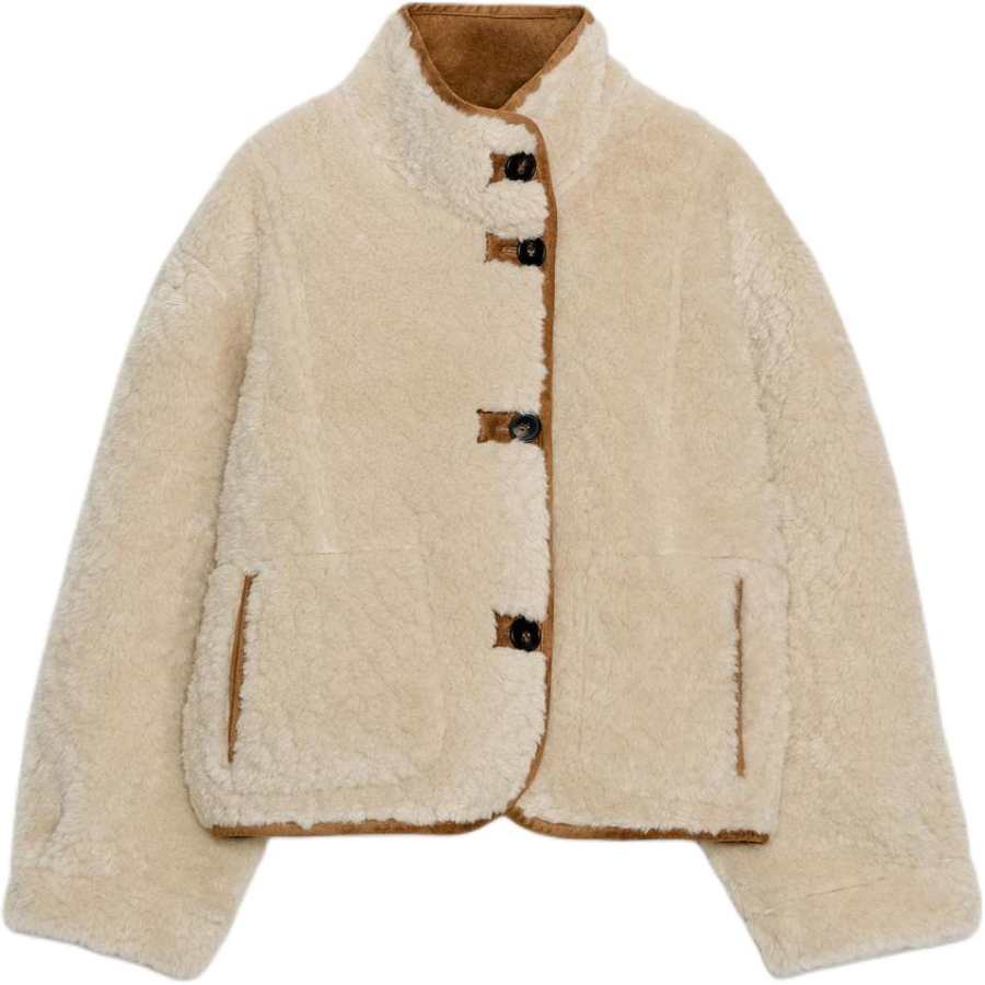 ZARA Jackets Women's Tan Stand Collar Moderate Reversible