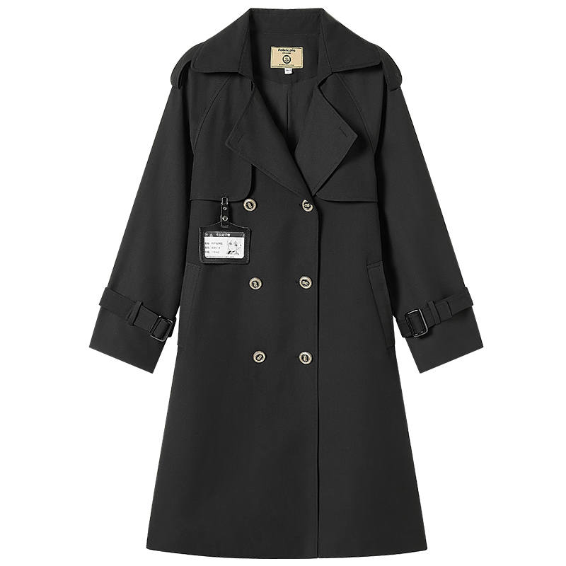 FABRIC PIG Coats Women's Black Lapel Moderate Straight Fit
