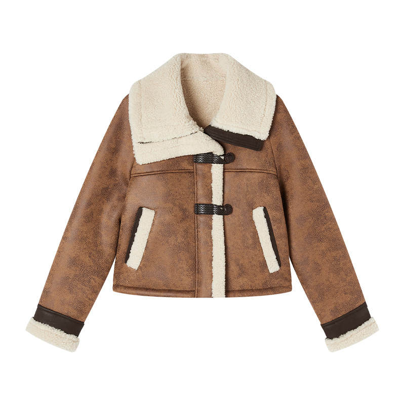 XIANGYING Furs Women's Coffee Lapel Moderate