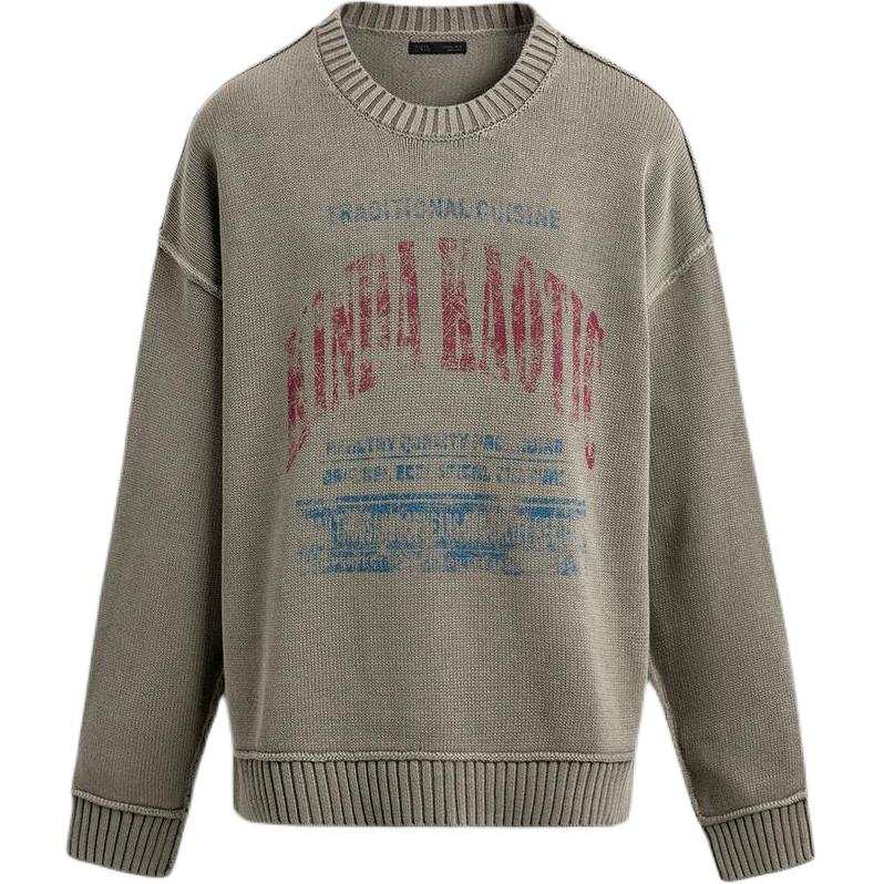 ZARA ZARA Sweaters Men's Gray Crew Neck Moderate