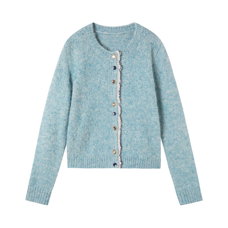 XIANGYING Knitwear Women's Crew Neck Moderate Cardigan