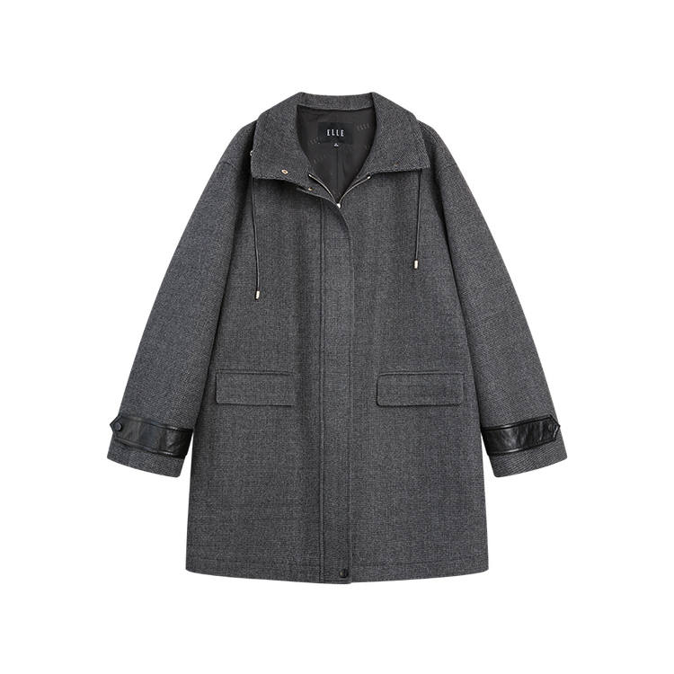 ELLE ELLE Coats Women's Medium Gray Stand Collar Moderate