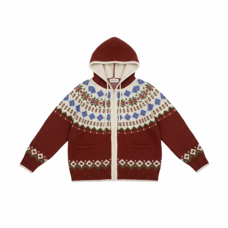 Cosyism Knitwear Women's Hooded Thickened Cardigan