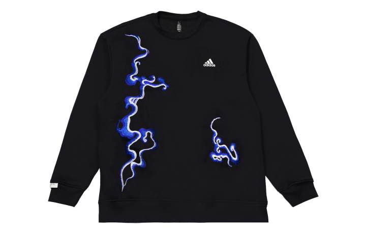 Adidas Adidas LABEL Sweatshirts Unisex Blue Black Crew Neck Moderate Regular