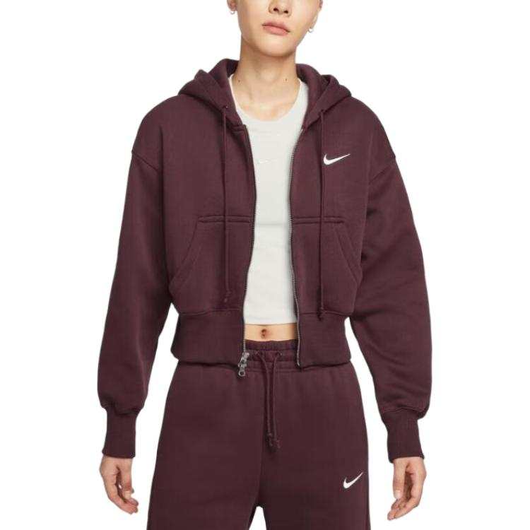 Nike Nike NSW PHNX FLC CROP FZ HDY Jacket Women's Burgundy