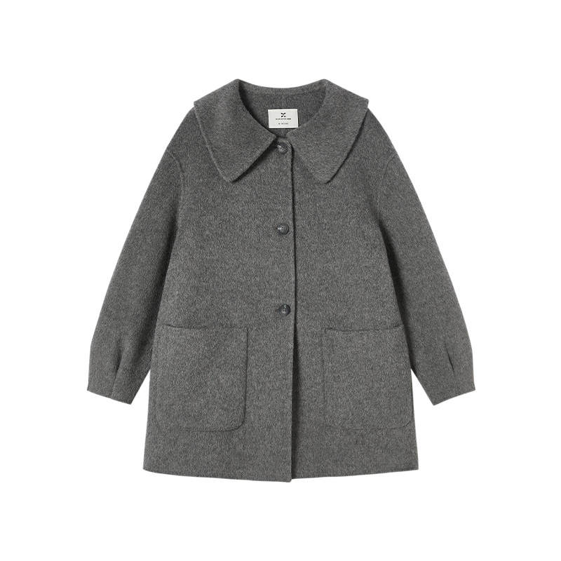 XIANGYING Coats Women's Medium Gray Lapel Moderate