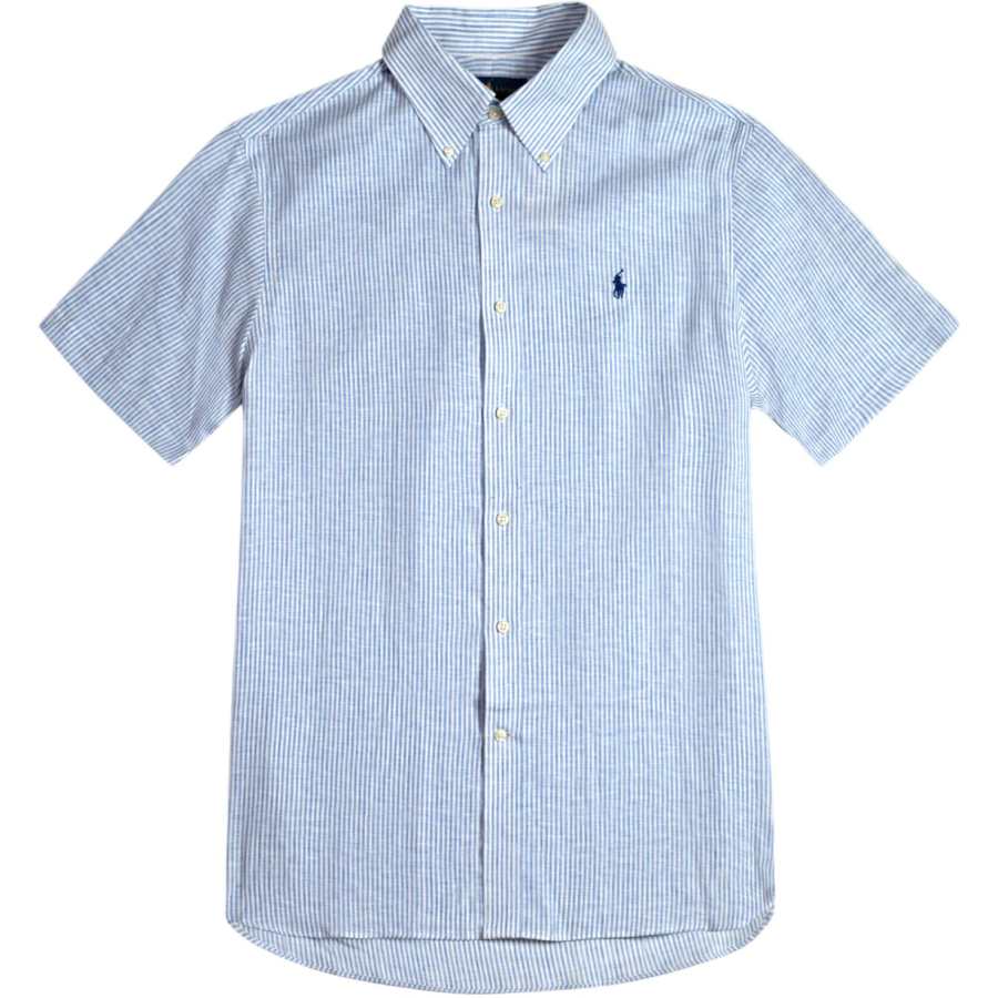 Polo Ralph Lauren Shirts Men's Blue With White Lettering Lapel Moderate Other