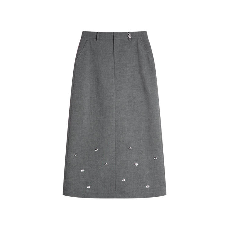 ELLE Casual Long Skirts Women's Dark Gray Moderate Mid Length