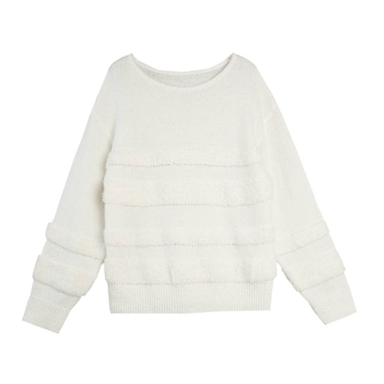 ELLE Knitwear Women's Ecru Crew Neck Moderate Other